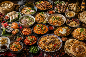 Cuisine asiatique premium avec spécialités d’Asie de l’Est, d’Asie du Sud-Est, d’Asie du Sud, d’Asie centrale et d’Asie occidentale.